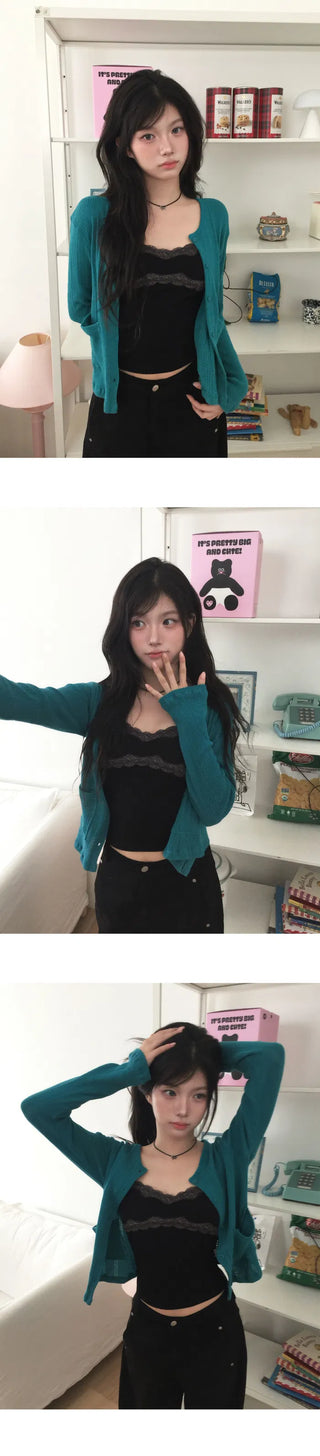 Minty Punching Pocket Cardigan - 3 colors