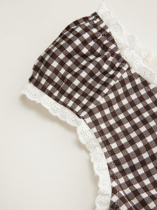 Jacquard Jacquard Gingham Sweetheart Raglan Sleeve Ruched Top For Daily Casual Date