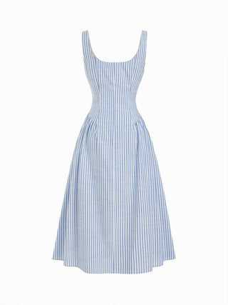 Cotton Scoop Neckline A-line Midi Dress