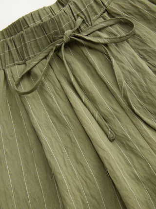 Stripe Square Neck Tank Top & Drawstring Wide Leg Trousers Set
