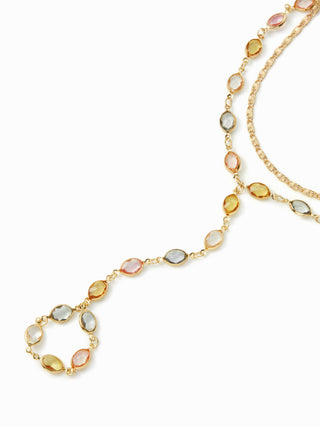 OVAL RESIN LAYERED HAND CHAIN BRACELET