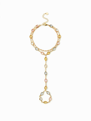 OVAL RESIN LAYERED HAND CHAIN BRACELET
