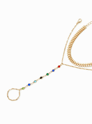 RHINESTONE DECOR HAND CHAIN BRACELET  For Music Festival/Live House Party/Clubbing