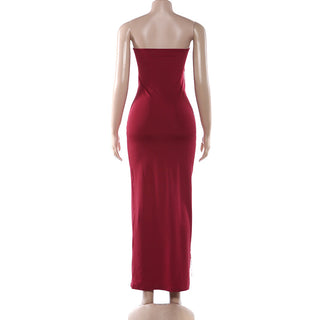 Sweetheart neck tassels backless tube maxi dress