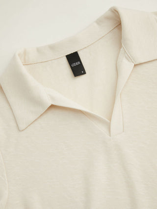 Cotton-blend Polo Collar Short Sleeve Tee