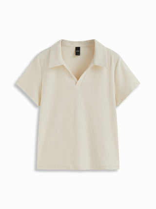 Cotton-blend Polo Collar Short Sleeve Tee