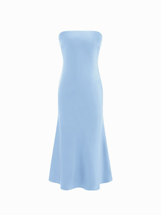 Satin Strapless Tie Back Maxi Dress