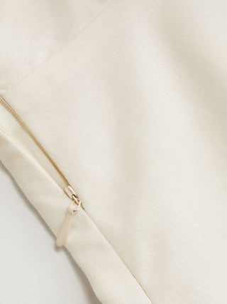 Linen-blend Sweetheart Neck Bowknot Lace-up A-line Maxi Dress