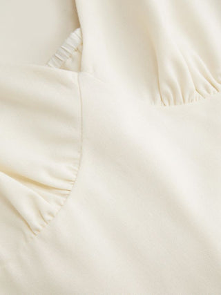 Linen-blend Sweetheart Neck Bowknot Lace-up A-line Maxi Dress