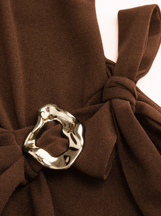 Twist Knot Short Sleeve Metal Detail Tee