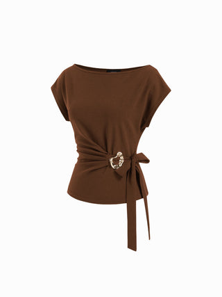 Twist Knot Short Sleeve Metal Detail Tee