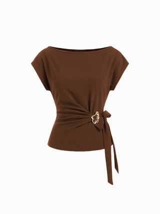 Twist Knot Short Sleeve Metal Detail Tee
