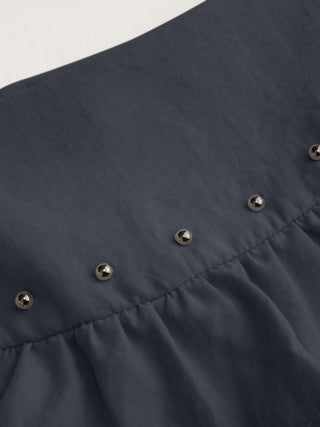 Low Rise Ruffled Metal Detail Layered Mini Skort