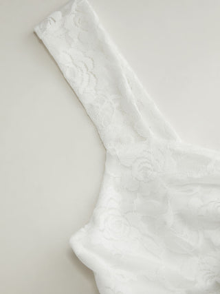 Lace Floral Sweetheart Tiered Mini Dress