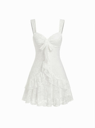 Lace Floral Sweetheart Tiered Mini Dress