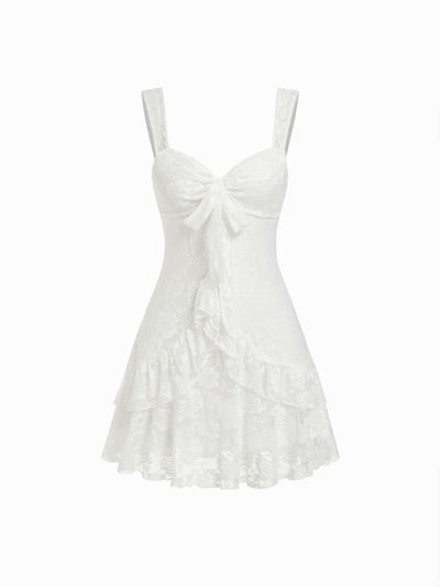 Lace Floral Sweetheart Tiered Mini Dress