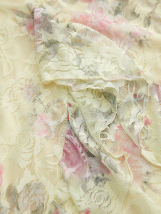 Lace Floral Sweetheart Tiered Mini Dress