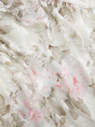 Lace Floral Sweetheart Tiered Mini Dress