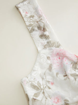 Lace Floral Sweetheart Tiered Mini Dress