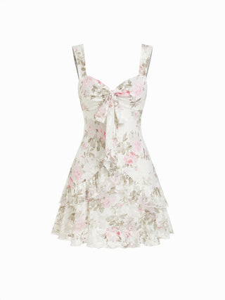 Lace Floral Sweetheart Tiered Mini Dress