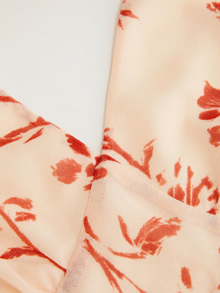 Chiffon Sweetheart Floral Backless Tie Back Mermaid Maxi Dress