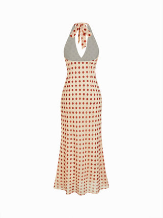 Chiffon Sweetheart Floral Backless Tie Back Mermaid Maxi Dress