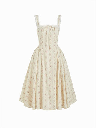 Cotton-blend Sculptural Sweetheart Ditsy Floral Lace Up Ruffled Maxi Dress