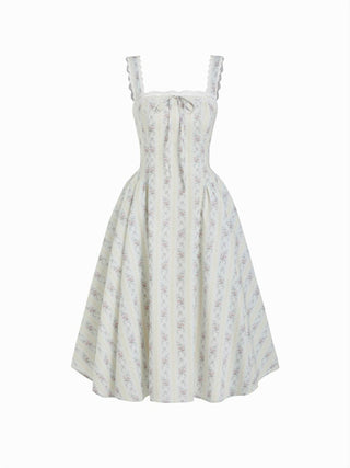Cotton-blend Sculptural Sweetheart Ditsy Floral Lace Up Ruffled Maxi Dress