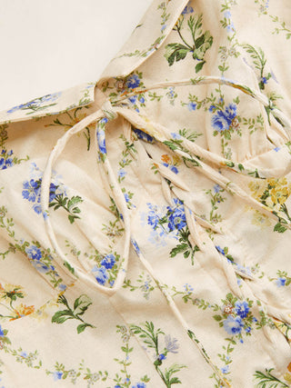 Cotton-blend Sculptural Ditsy Floral Halter Neckline Knotted A-line Maxi Dress