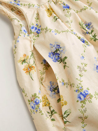Cotton-blend Sculptural Ditsy Floral Halter Neckline Knotted A-line Maxi Dress