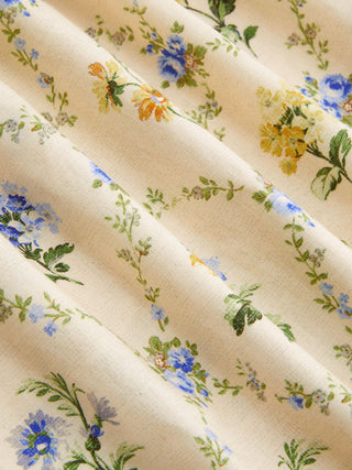Cotton-blend Sculptural Ditsy Floral Halter Neckline Knotted A-line Maxi Dress