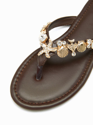 STARFISH & SHELL & RHINESTONE FLIP-FLOP SLIPPERS For Vacation Beach