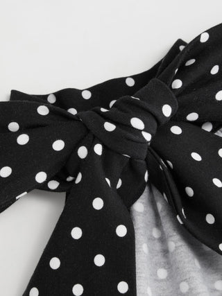 Chiffon Polka Dot Halter Neckline Ruffled Tie Back Mini Dress