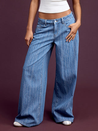 Denim Low Rise Wide Leg Jeans