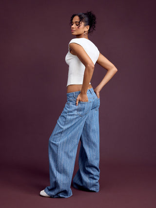 Denim Low Rise Wide Leg Jeans