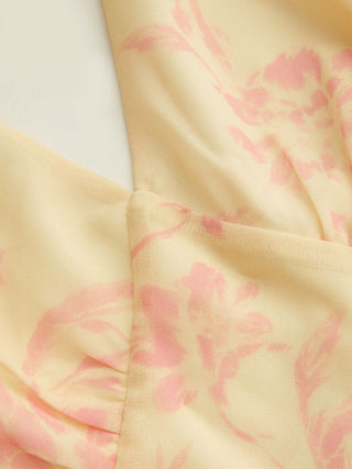 Chiffon Sweetheart Floral Backless Tie Back Mermaid Maxi Dress