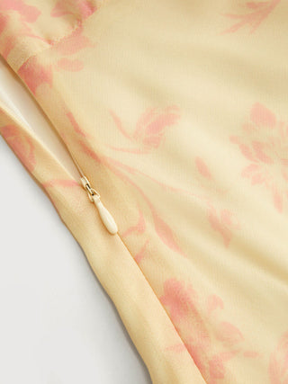 Chiffon Sweetheart Floral Backless Tie Back Mermaid Maxi Dress