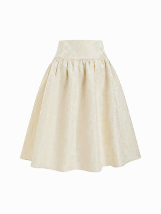 White Skirt Mini Dresses Gingham Skirt denim skirt white denim skirt Jacquard Floral Jacquard High Rise Ruched Flared Midi Skirt For Date Party/Clubbing