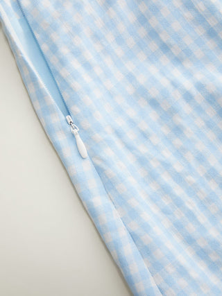 Valentine Woven U-neckline Gingham Bowknot Crop Tank Top & Low Rise Mini Skirt Set For Date