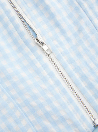 Valentine Woven U-neckline Gingham Bowknot Crop Tank Top & Low Rise Mini Skirt Set For Date