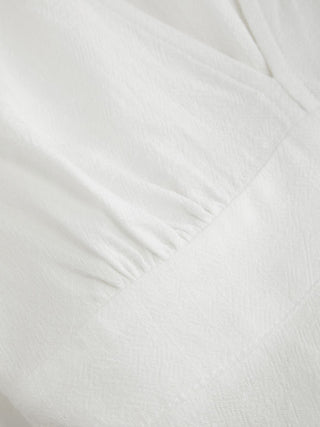 Woven Linen-blend V-neck Ruffle Sleeve Tie Back Blouse For Daily Casual Vacation