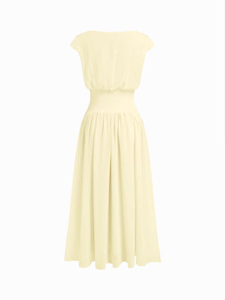 Chiffon Draped Flared Maxi Dress