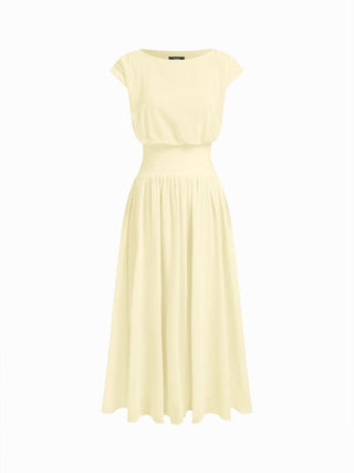 Chiffon Draped Flared Maxi Dress