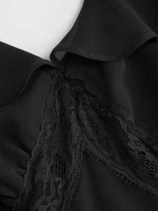 Chiffon V-neck Ruffled A-line Maxi Dress