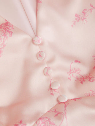 Satin V-neck Floral Lace Up Bell Sleeve Maxi Dress