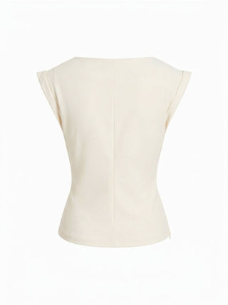 Jersey Boat Neck Ruched Crop Top