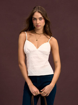 Cotton V-neck Lace Trim Cami Top