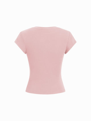 Cotton-blend Ruched Short Sleeve Tee