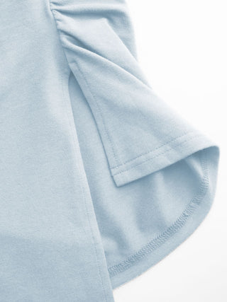 Cotton-blend Boat Neck Ruched Asymmetrical Hem Short Sleeve Tee