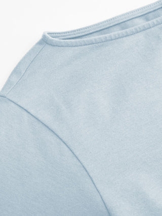 Cotton-blend Boat Neck Ruched Asymmetrical Hem Short Sleeve Tee